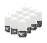 Hofer Grandes Bougies Piliers Blanches - 8 x 15 cm - Lot de 12 Bougies-Pilier à Décorer- Couleur Blanc - Longue Durée de Combustion 60 Heures - Sans Gouttes, Non-Parfumée - Qualité RAL