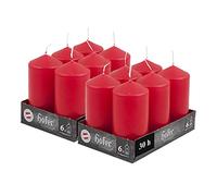 Hofer Lot de 12 Bougies Piliers Rouges - 6 X 12 cm - Longue Durée 39 Heures - Non Parfumées - Petit Bougie Décorative Non Toxique - Mariage, Noël