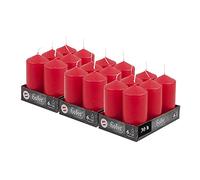 Hofer Lot de 18 Bougies Piliers Rouges - 6 X 12 cm - Longue Durée 39 Heures - Non Parfumées - Petit Bougie Décorative Non Toxique - Mariage, Noël