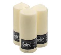 Hofer Lot de 3 bougies cylindriques à colonne - Longue durée de vie: Environ 93 heures, 8 x 20 cm - Couleur ivoire