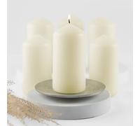 HOFER Lot de 6 bougies piliers - 60 x 120 mm - Durée de combustion : environ 39 h - Ivoire