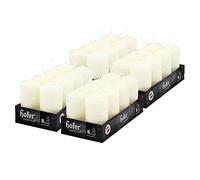 Hofer Petite Bougies Cylindrique - Lot de 32 Bougies Ivoire Sans Odeur - 4,5 x 9 cm - 15 Heures Longue Durée - Cire Sans Gouttes - Non Toxique - Mèche Sans Fumée