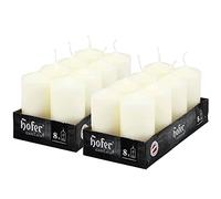 Hofer Petite Bougies Pilier - Lot de 16 Bougies Ivoire Sans Parfum - 4,5 x 9 cm - 15 Heures Longue Durée de Bougie pour Déco - Cire Qui ne Coule Pas - Non Toxique - Mèche Sans Fumée
