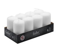 Hofer Petite Bougies Pilier - Lot de 8 Bougies Blanches Non Parfumées - 4,5 x 9 cm - 15 Heures Longue Durée de Bougie Décorative - Cire Qui Ne Coulent Pas - Non Toxique - Mèche Sans Fumée