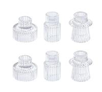 HofferRuffer Lot de 6 photophores en verre pour bougies chauffe-plat, chandeliers pour centre de table, mariage, anniversaire, cadeaux (transparent)