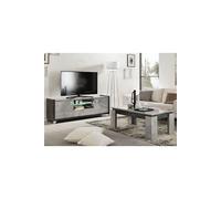 HOFFMAN - Ensemble Meuble TV 160cm + Table Basse à 4 Pieds - Altobuy Gris G