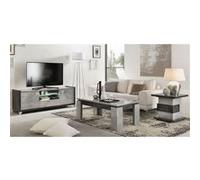 HOFFMAN - Ensemble Meuble TV + Table d'Appoint + Table Basse à 4 Pieds -