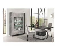 HOFFMAN - Ensemble Vitrine 2P + Table de Repas à Pied Central