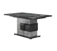 HOFFMAN - Table de Repas Allongeable à Pied Central Gris Aspect Pierre