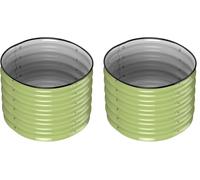 HOFGARTEN 60x60x42 cm Potager Surélevé Rond en Métal | Bac Potager Extérieur pour Jardin | Fond Ouvert | Extensible avec Kits d’Extension (42 cm Haut, Verde, 2 Pièces)
