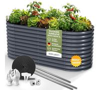HOFGARTEN Grande Jardinière Extérieure XXL 200x80x78 cm, Acier, Anthracite | 78 cm de haut, fond ouvert, acier galvanisé Zn-Al-Mg, stable et antirouille, jardinage ergonomique