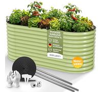 HOFGARTEN Grande Jardinière Extérieure XXL 200x80x78 cm, Acier, Vert | 78 cm de haut, fond ouvert, acier galvanisé Zn-Al-Mg, stable et antirouille, jardinage ergonomique