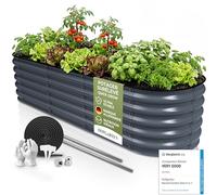 HOFGARTEN Potager Surélevé Métal 200x60x42 cm, Kit 6-en-1, Anthracite | 6 configurations, 42 cm de haut, fond ouvert, acier galvanisé Zn-Al-Mg, stable et antirouille, montage facile