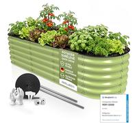 HOFGARTEN Potager Surélevé Métal 200x60x42 cm, Kit 6-en-1, Vert | 6 configurations, 42 cm de haut, fond ouvert, acier galvanisé Zn-Al-Mg, stable et antirouille, montage facile