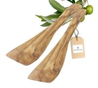 HOFMEISTER® 2 spatules à tête incurvée et veinage typique du bois d'olivier, fabriquées artisanalement dans des entreprises familiales, 25 cm