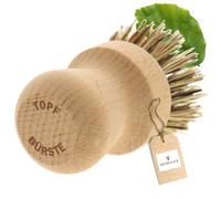 HOFMEISTER® Brosse à casseroles en Bois, Poils naturels Union-Fibre, dissout salissures importantes, protège revêtement Anti-adhésif, 8 cm