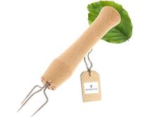HOFMEISTER® Fourchette pour pommes de terre en robe des champs, pique pour pommes de terre en robe des champs ou épis de maïs, pointe en acier inoxydable sans rouille, manche en bois de hêtre.
