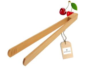 Hofmeister Holzwaren| Pince à griller barbecue à saucisses en bois de cerisier - pour saucisses, steaks et légumes sur le gril, prise ferme grâce au fraisage des rainures, 30 cm