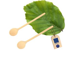 HOFMEISTER® Lot de 2 cuillères de cuisine en bois de hêtre, 25 cm, sans rayures dans les casseroles revêtues, résistantes à la chaleur et indéformables, fabriquées à la main dans l'UE (rondes)