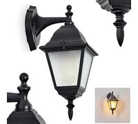 hofstein Applique d'extérieur Naofe, applique descendante en métal/verre en noir/clair, applique de style champêtre classique, lampe d'extérieur pour terrasse, E27, ampoule(s) non incluse(s), IP44