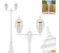 hofstein Candélabre Lentua, éclairage extérieur de chemin en métal/plastique blanc/clair, éclairage de chemin au design vintage/antique/rustique pour jardin, hauteur 216 cm, 2 x E27, IP44