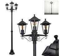 HOFSTEIN Candélabre Loria - Luminaire d'extérieur en métal/verre noir transparent - Lampadaire maison de campagne / antique / rétro / vintage pour jardin, extérieur, terrasse, cour, max. 200 cm, 3 x