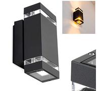 HOFSTEIN Edevik Applique murale extérieure Anthracite carrée aluminium IP44 | Éclairage vers le haut et le bas, façade, jardin et terrasse, deux sources, variateur externe requis, 35 W, style moderne