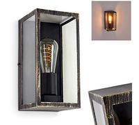 HOFSTEIN Hamra applique murale extérieure vintage IP44 en métal E27 | Réglage lumineux par variateur externe, verre clair, façade et terrasse, puissance jusqu’à 60 W, forme carrée