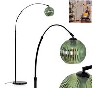 HOFSTEIN Lampadaire Koyoto, en métal/verre ondulé noir/vert avec pied en marbre, lampe réglable au design rétro (abat-jour Ø 20 cm), interrupteur au pied, E27, salon, chambre à coucher, couloir