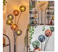 HOFSTEIN Lampadaire Ripoll, en métal/verre noir/cuivre/bleu/vert, lampe au design rétro/vintage avec abat-jour en verre (Ø 15 cm) et interrupteur au pied, hauteur 168 cm, E14, salon, chambre à coucher