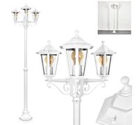 HOFSTEIN Lampe d'allée extérieure Loria, lampe d'allée en métal/verre en blanc/clair, candélabre à 3 flammes en look antique, hauteur max. 200 cm, éclairage de jardin IP44, 3 x E27, sans ampoules