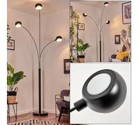 HOFSTEIN Nikkala Lampadaire en métal noir et blanc avec pied en marbre, lampe réglable au design rétro/vintage avec interrupteur sur le boîtier, 240 cm, E14, salon, chambre, bureau