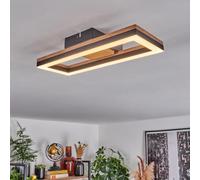 hofstein Plafonnier LED Cascada, plafonnier moderne en métal/MDF/plastique noir/imitation bois/blanc, (34,5 cm x 13 cm), 12 watts, 1350 lumens, 3000 Kelvin