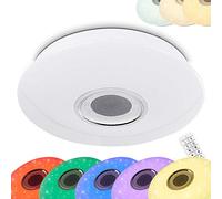 hofstein Plafonnier LED Hemlo à changement de couleur et haut-parleur Bluetooth, effet ciel étoilé, couleur et ton de lumière variables par télécommande (incluse), 150-1160 Lumen, 18 Watt