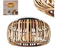 hofstein Plafonnier Mongolei en bambou, élégant luminaire boho-vintage dont l'abat-jour rond créé un jeu de lumière au plafond, pour 1 ampoule E27, ampoule(s) non incluse(s)