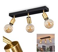 HOFSTEIN - Plafonnier Tulla, lampe de plafond en métal noir/laiton, lampe d'intérieur moderne à 3 flammes, les têtes de lampe sont orientables et pivotantes, 3 x E27, sans ampoules