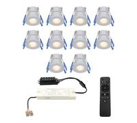 HOFTRONIC - 10x 12V Milano Mini spot LED encastrable 3W IP65 étanche 2700K blanc chaud de plafond encastrable aluminium idéal pour toit de terrasse, salle de bain, douche - Avec transformateur