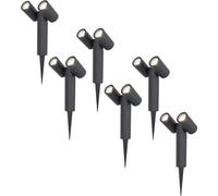 HOFTRONIC - 6x Pinero Double Spot à piquet LED 8W 690lm 6500K IP65 Noir