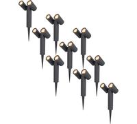 HOFTRONIC - 9x Pinero Double Spot à piquet LED 8W 690lm 2700K IP65 Noir