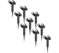 HOFTRONIC - 9x Pinero Double Spot à piquet LED 8W 690lm 6500K IP65 Noir