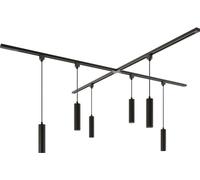 HOFTRONIC - Kit système de rails 4 x 1 m 6 spots suspendus 2700K GU10 Noir IP20