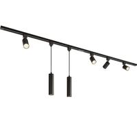 HOFTRONIC - Kit système de rails droit 2 x 1 m 6 spots 2700K GU10 IP20 Noir