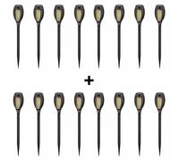 HOFTRONIC - Lot de 16 lampes solaires jardin 1W 2200K IP44 Noir effet flamme