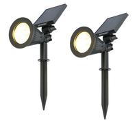 HOFTRONIC - Lot de 2 spots à piquet solaires Bend 2W 3000K IP65 Noir PIR