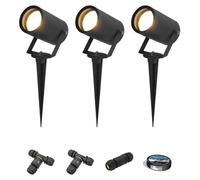 HOFTRONIC - Lot de 3 lampes LED à piquer GU10 4W 345lm 2700K Noir IP65