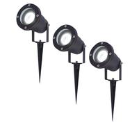 HOFTRONIC - Lot de 3 Spots à piquet LED 4W 345lm 6500K IP65 Noir