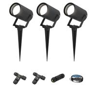HOFTRONIC - Lot de 3 spots à piquet LED GU10 4W 345lm 6500K IP65 Noir Dimmable