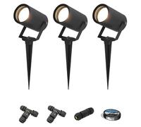 HOFTRONIC - Lot de 3 spots à piquet LED GU10 4W 4000K IP65 Noir Dimmable
