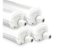 HOFTRONIC - Lot de 4 Réglette LED étanche 150 cm IP65 - Avec connecteur à vis - 48W 5760 Lumen - 6500K Blanc froid - Connectable - Lampe pour cave, Garage et Bureau