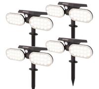 HOFTRONIC - Lot de 4 spots à piquet solaires 2W 6000K 300lm IP65 Noir PIR